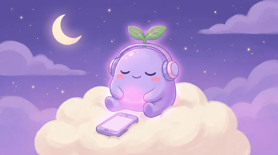 The dreamling meditating beside a phone with a breathing circle