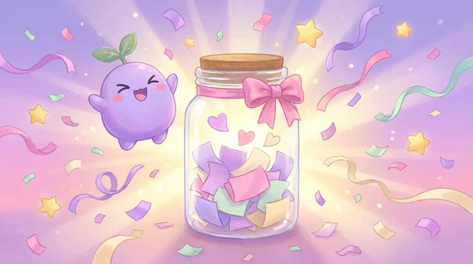 A full jar of wishes bursting with light