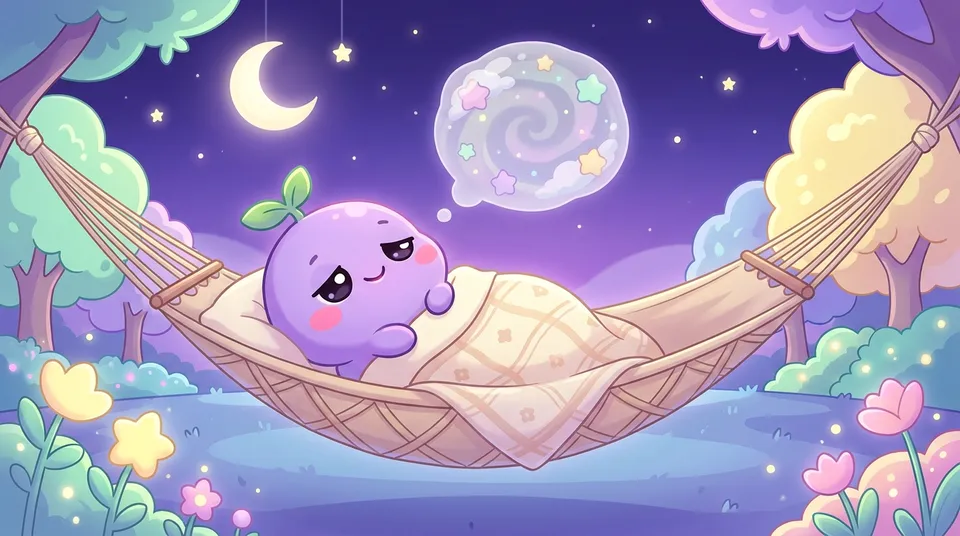 The dreamling drowsy in a hammock under the moon, a dream bubble forming