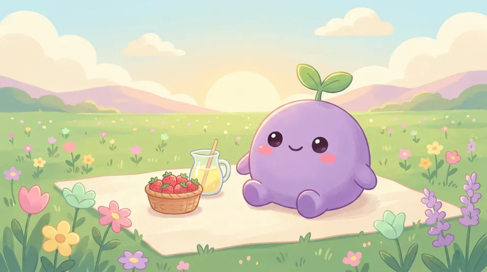 The dreamling at a sunny picnic with strawberries and lemonade