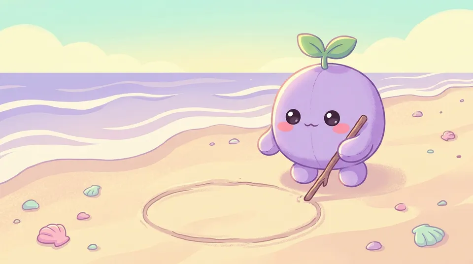 The dreamling drawing a large circle in the sand with a stick