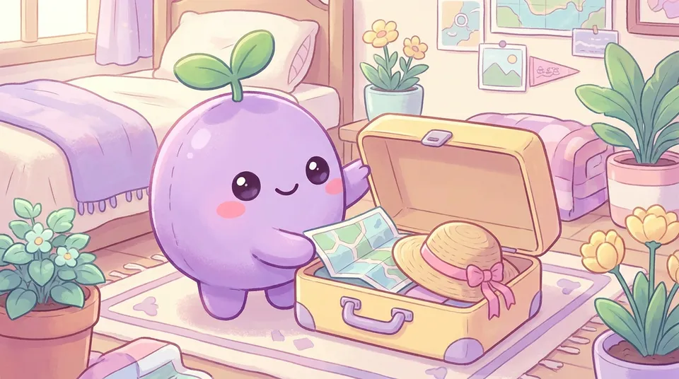 The dreamling packing a small suitcase with a map and a hat