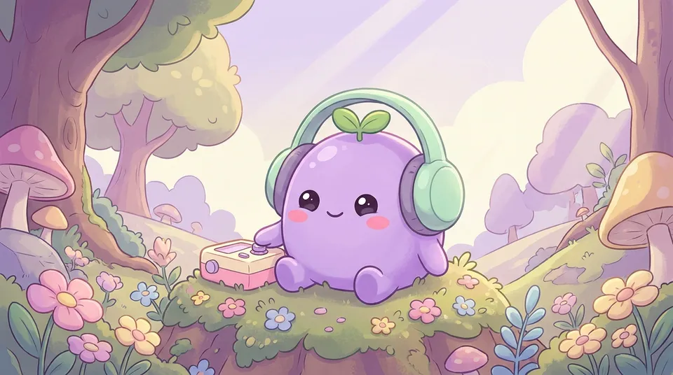 The dreamling adjusting a small music player with headphones on