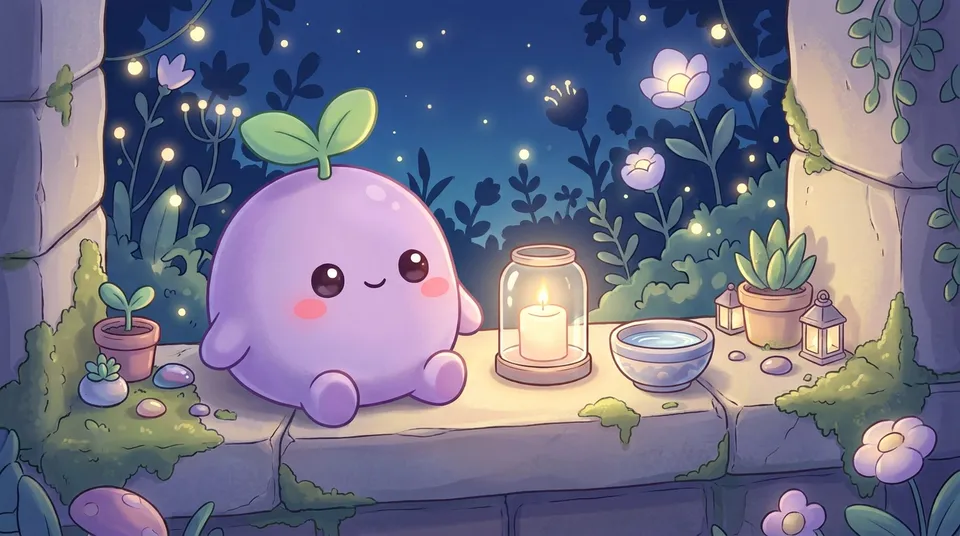 The dreamling beside a safe candle in a glass holder with a bowl of water