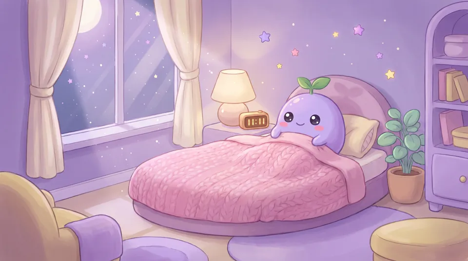 The dreamling in bed looking at a bedside clock showing 11:11